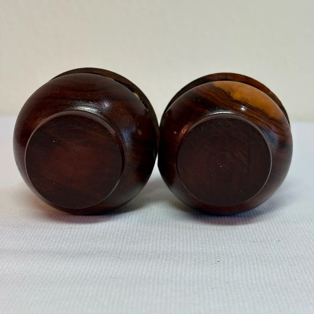 Vintage African Olive Wood and Porcupine Quill Salt Pepper Toothpick Set MCM